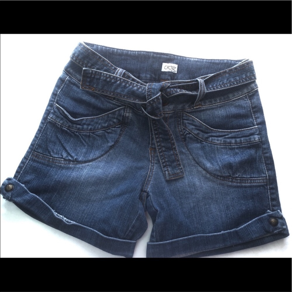 CACHE NWT Jean shorts tie up belt size M